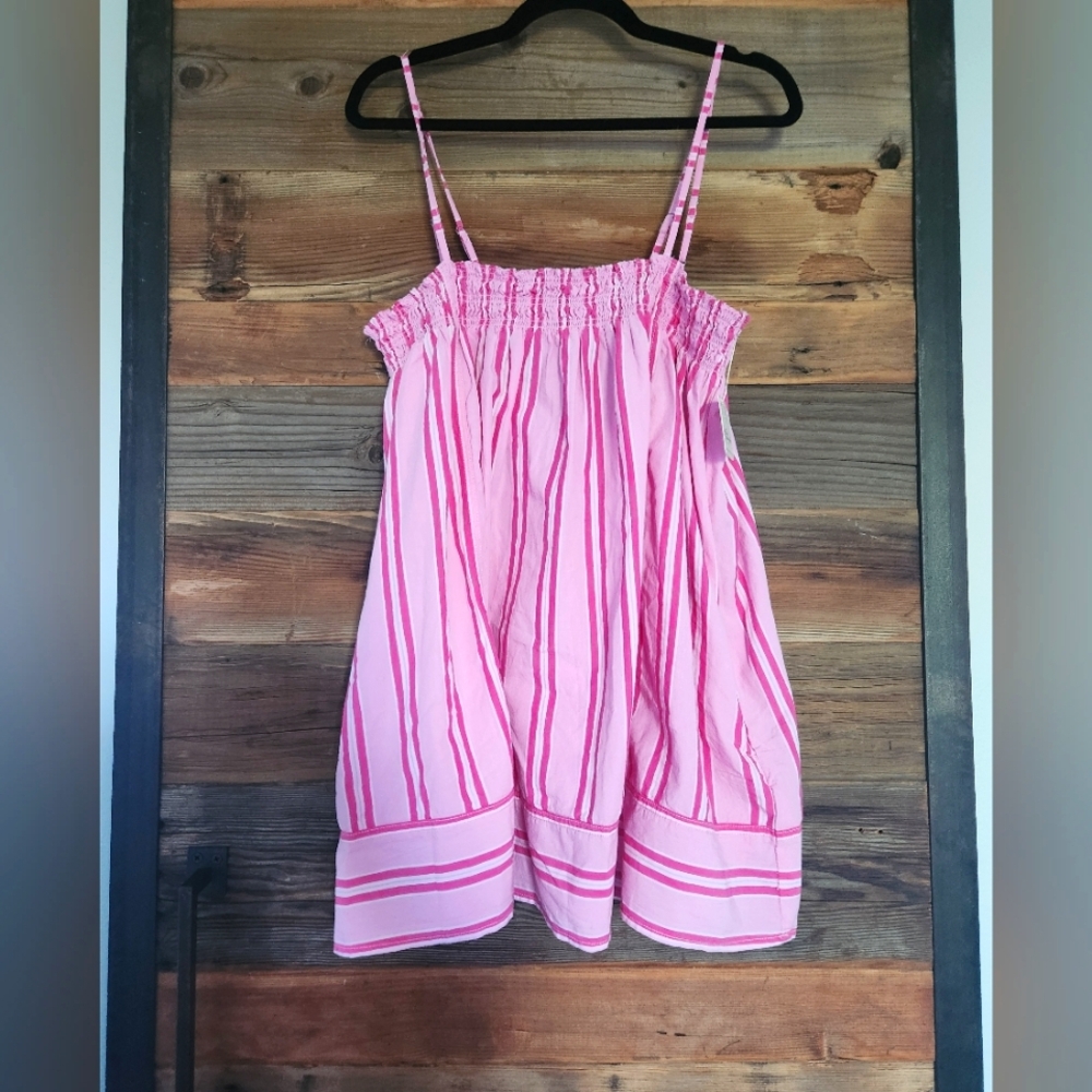 NWT Free People Pink Striped Tank Top Pajama Party Tunic SIZE L - Picture 5 of 8